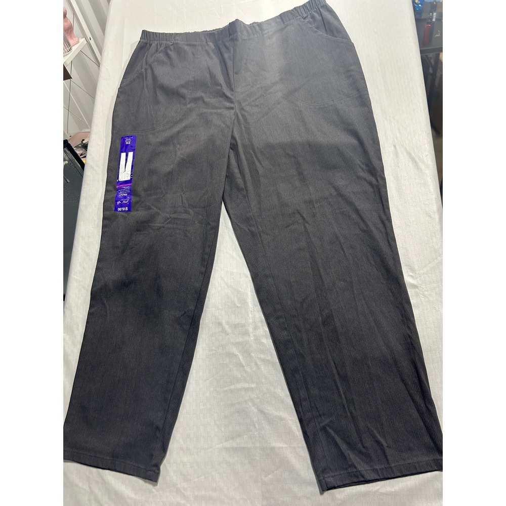 Just My Size JMS Gray Textured Stretch Pull On Pants 2X 18W/20W Petite Straight